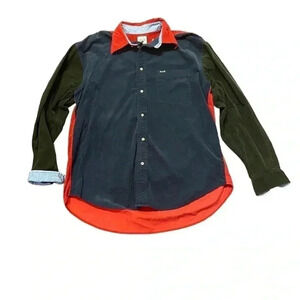 Vintage Faconnable Albert Goldberg Babycord Corduroy Shirt Colorblock Size XL
